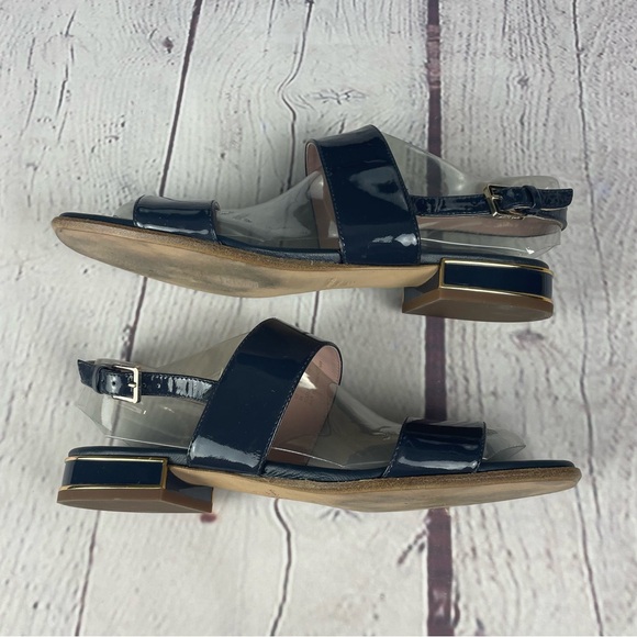 Kate Spade Merritt Slingback Dress Sandals Patent Leather Navy Blue Size 8 - Picture 12 of 15